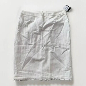 NWT Womens Ivory HALOGEN Fringe Skirt Size 2 Full Length Gold Back Zipper